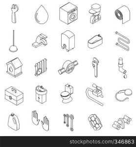 Sanitary engineering icons set in isometric 3d style on a white background. Sanitary engineering icons set