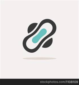 Sanitary pad. Icon with shadow on a beige background. Pharmacy flat vector illustration