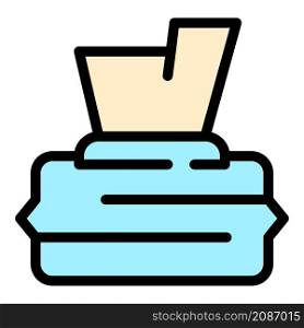 Sanitary wet wipes icon. Outline sanitary wet wipes vector icon color flat isolated. Sanitary wet wipes icon color outline vector