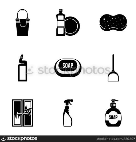 Sanitation icons set. Simple illustration of 9 sanitation vector icons for web. Sanitation icons set, simple style