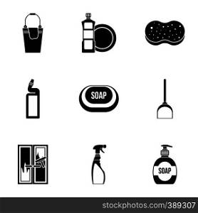 Sanitation icons set. Simple illustration of 9 sanitation vector icons for web. Sanitation icons set, simple style