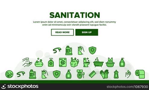 Sanitation Landing Web Page Header Banner Template Vector. Washing Hand And Clean, Soap Protection And Bacteria Hygiene And Sanitation Illustration. Sanitation Landing Header Vector