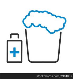 Sanitizer Bottles With Bucket Icon. Editable Bold Outline With Color Fill Design. Vector Illustration.