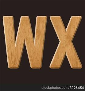 Sans serif geometric font with wood texture. Vector illustration&#xA;