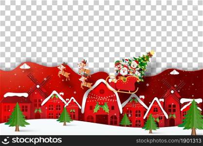 Santa Claus and friend in Christmas day with transparent background