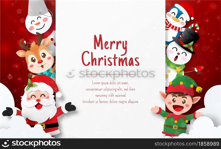 Santa Claus and friend on Christmas postcard