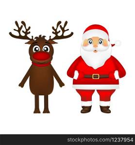 Santa Claus and reindeer on white background. Santa Claus and reindeer