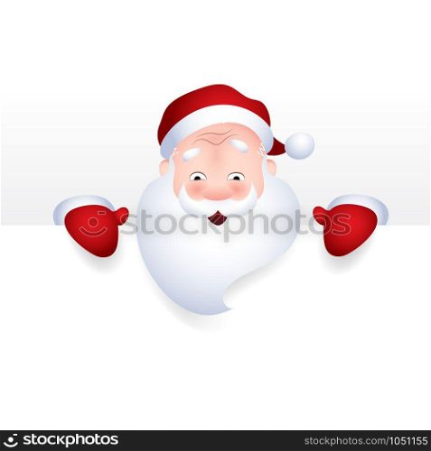 Santa Claus cartoon character emotion cheerful showing a blank sign, web header page. Vector illustration. Vector illustration of Santa Claus cartoon character emotion cheerful for a blank sign, web header page.