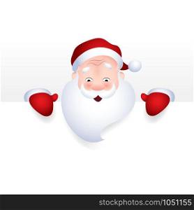 Santa Claus cartoon character emotion cheerful showing a blank sign, web header page. Vector illustration. Vector illustration of Santa Claus cartoon character emotion cheerful for a blank sign, web header page.