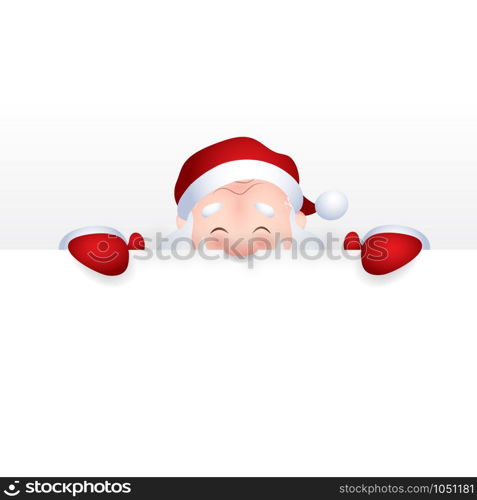 Santa Claus cartoon character emotion cheerful showing a blank sign, web header page. Vector illustration. Vector illustration of Santa Claus cartoon character emotion cheerful for a blank sign, web header page.