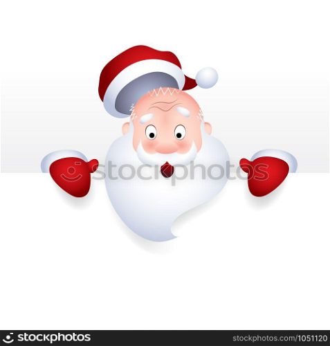 Santa Claus cartoon character emotion surprise showing a blank sign, web header page. Vector illustration. Vector illustration of Santa Claus cartoon character emotion surprise for a blank sign, web header page.