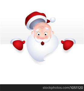 Santa Claus cartoon character emotion surprise showing a blank sign, web header page. Vector illustration. Vector illustration of Santa Claus cartoon character emotion surprise for a blank sign, web header page.
