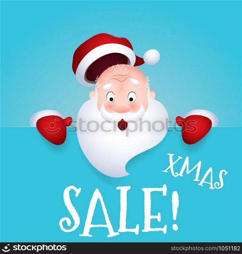 Santa Claus cartoon character emotion surprise Xmas sale. Vector illustration. Vector illustration of Santa Claus cartoon character emotion surprise Xmas sale.
