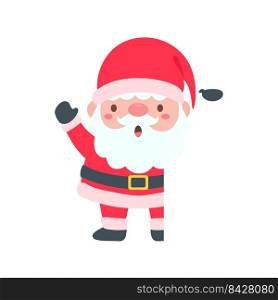 Santa Claus cartoon character with blank sign for decorating Christmas greeting cards