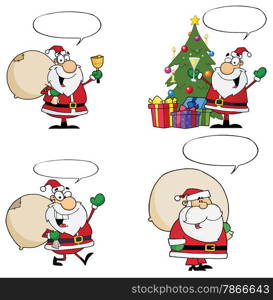Santa Claus Cartoon Characters With Spech Bubble