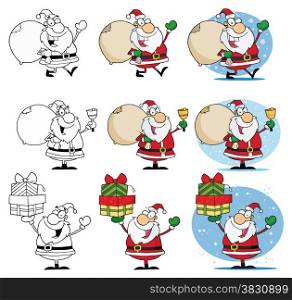 Santa Claus Cartoon Mascot Characters- Collection