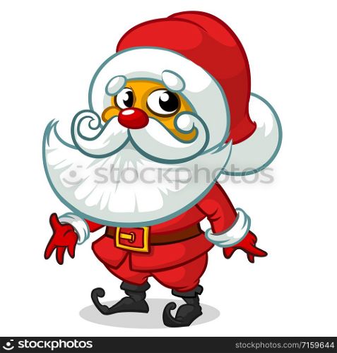 Santa claus character on white background. Vector illustration for retro christmas card.
