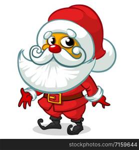 Santa claus character on white background. Vector illustration for retro christmas card.