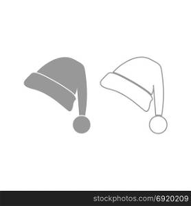 Santa Claus Christmas hat icon. Grey set .. Santa Claus Christmas hat icon. It is grey set .
