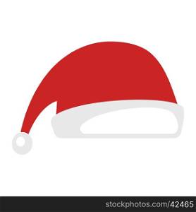 Santa Claus Christmas hat. Santa Claus Christmas hat isolated on white background. Happy New Year and Merry Christmas decoration element. Vector illustration.
