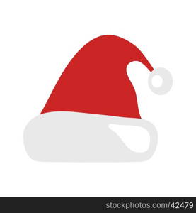 Santa Claus Christmas hat. Santa Claus Christmas hat isolated on white background. Happy New Year and Merry Christmas decoration element. Vector illustration.