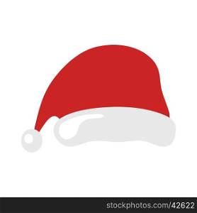 Santa Claus Christmas hat. Santa Claus Christmas hat isolated on white background. Happy New Year and Merry Christmas decoration element. Vector illustration.