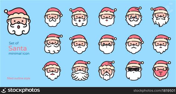 Santa claus colored line design icon vector illustration. Filled and outline.