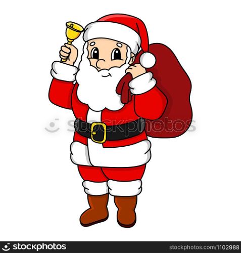 Santa Claus. Cute character. Colorful vector illustration. Cartoon style. Isolated on white background. Design element. Template for your design, books, stickers, cards, posters, clothes.