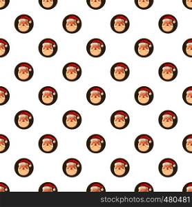 Santa claus face pattern seamless repeat in cartoon style vector illustration. Santa claus face pattern