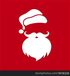 Santa Claus face with beard and hat. Christmas and New Year concept. Vector on isolated background. EPS 10.. Santa Claus face with beard and hat. Christmas and New Year concept. Vector on isolated background. EPS 10