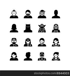 Santa claus, fictional characters and people icon set
