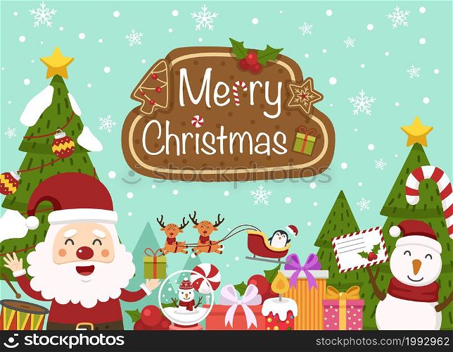 santa claus happy new year and merry christmas illustration vector