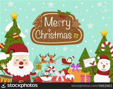 santa claus happy new year and merry christmas illustration vector
