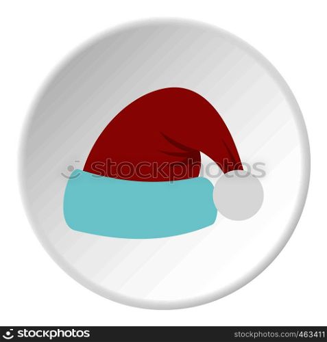 Santa Claus hat icon in flat circle isolated vector illustration for web. Santa Claus hat icon circle
