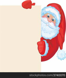 Santa Claus hold blank banner. Vector