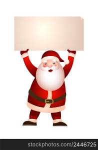 Santa Claus holding banner vector illustration. Holiday sale, invitation, greeting card. Christmas concept. Vector illustration can be used for topics like holiday, advertising, shopping