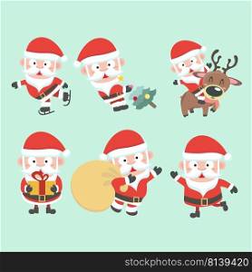 Santa Claus illustration. Vector Christmas set. Collection of cute cartoon characters for a holiday. . Santa Claus illustration. 