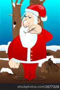 Santa Claus in his red clothes with white beard with sympathy. Vector cartoon character illustration.