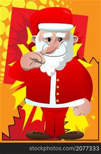 Santa Claus in his red clothes with white beard with sympathy. Vector cartoon character illustration.
