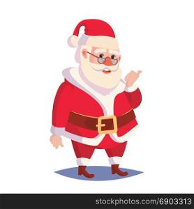 Santa Claus Isolated Vector. Classic Santa In Red Suit And Hat. Good For Banner, Brochure, Poster, Advertising Design. Isolated Flat Cartoon Character Illustration. Santa Claus Isolated Vector. Classic Santa In Red Suit And Hat. Good For Banner, Brochure, Poster, Advertising Design. Isolated Flat Cartoon Character