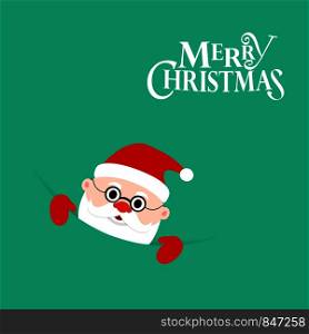 Santa Claus on green background. Santa Clause on greeting card. Merry Christmas lettering template. Eps10. Santa Claus on green background. Santa Clause on greeting card. Merry Christmas lettering template