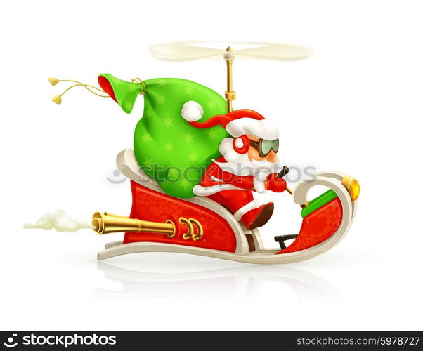 Santa Claus on sledge, vector illustration