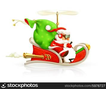 Santa Claus on sledge, vector illustration