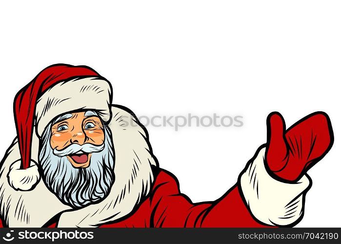 Santa Claus on white background. Pop art retro vector illustration. Santa Claus on white background