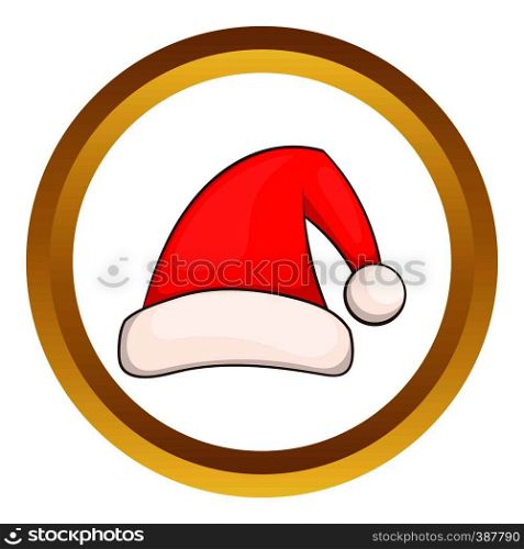 Santa Claus red hat in cartoon style isolated on white background vector illustration. Santa Claus red hat vector icon