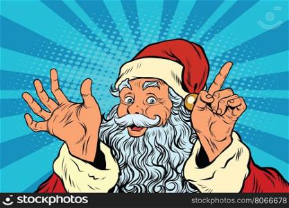 Santa Claus resembles pop art retro vector illustration. Christmas and New year