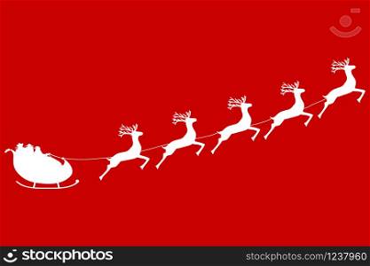 Santa Claus rides in a sleigh in harness on the reindeer illustration. Santa Claus rides in a sleigh in harness on the reindeer
