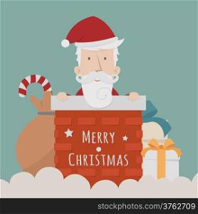 Santa Claus standing gift boxes falling down around him , eps10 vector format