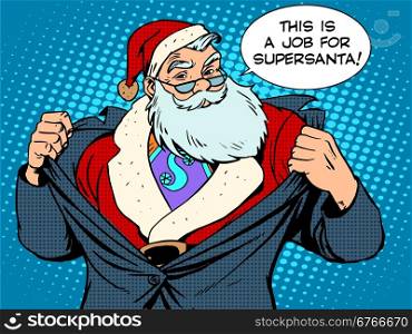 Santa Claus super hero retro style pop art. Santa Claus super hero