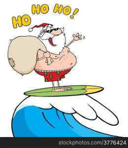 Santa Claus Surfing
